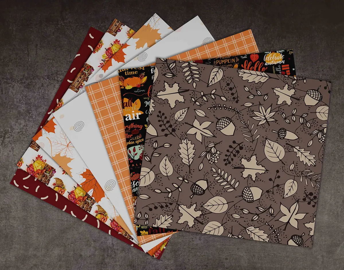 Inkdotpot 25 Sheets Autumn Fall Theme Texture Scrapbook Paper Pad 12x12 | Colorful Decorative Cardstock for DIY Crafts - view 5