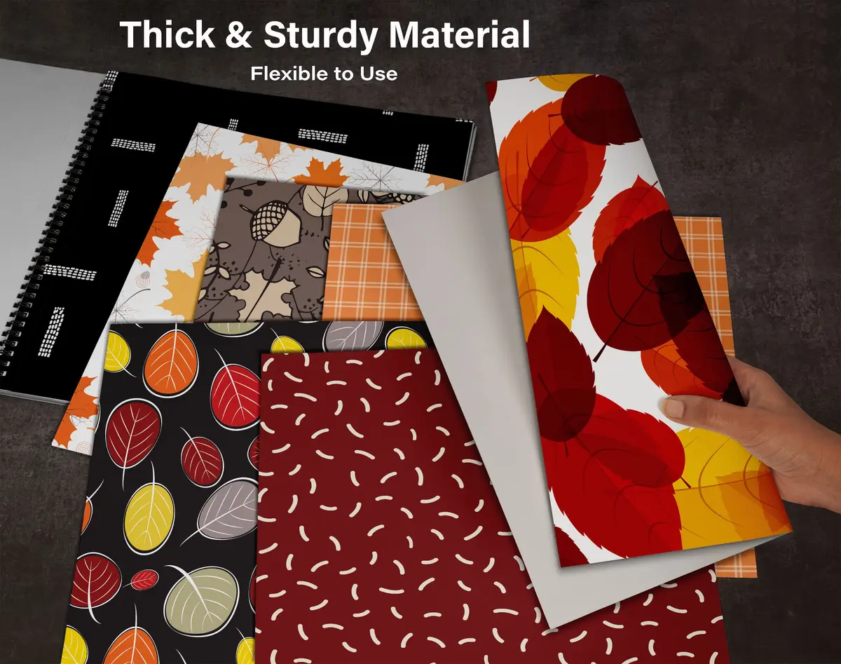 Inkdotpot 25 Sheets Autumn Fall Theme Texture Scrapbook Paper Pad 12x12 | Colorful Decorative Cardstock for DIY Crafts - view 8