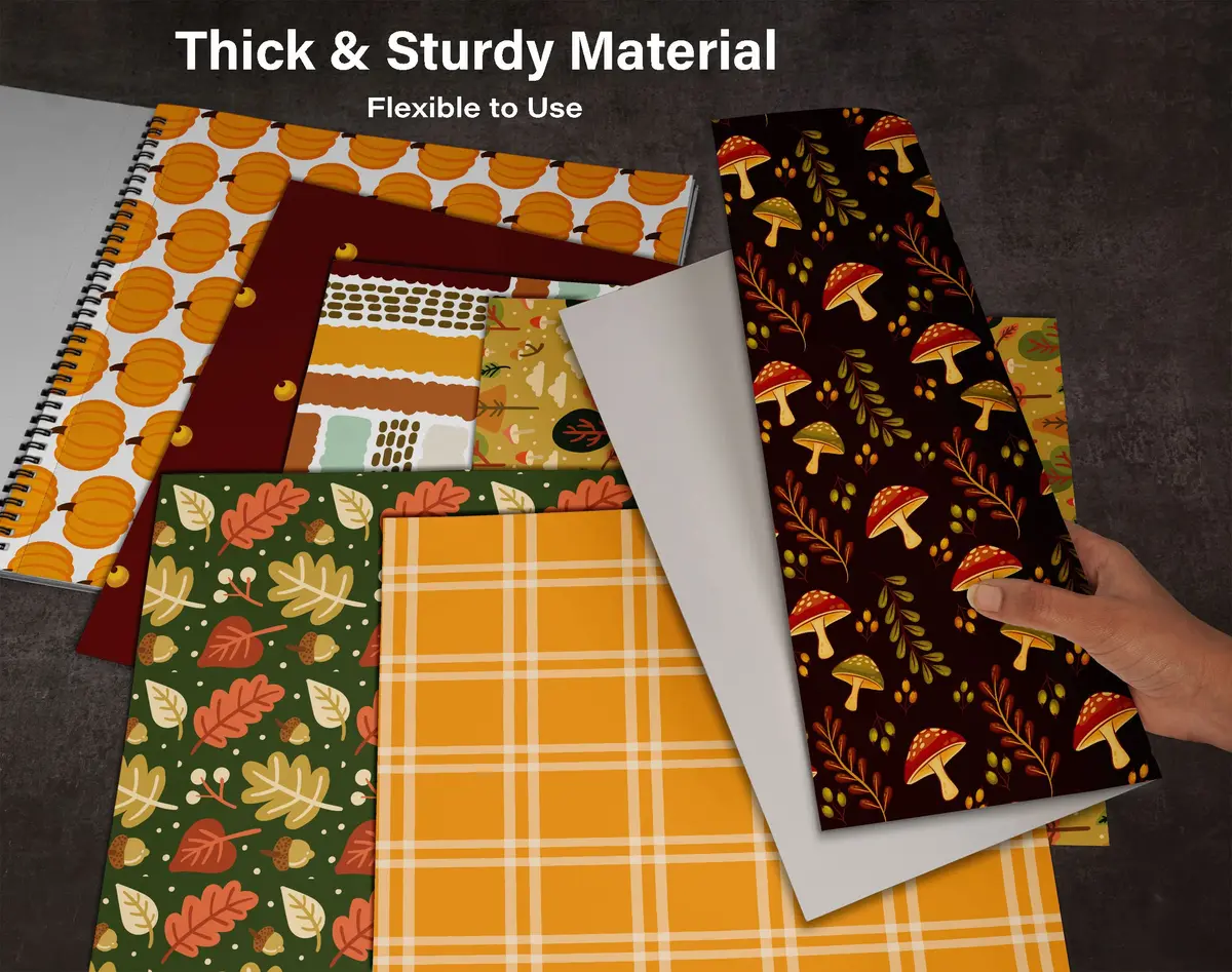 Inkdotpot 25 Sheets Autumn Fall Theme Texture Scrapbook Paper Pad 12x12 | Colorful Decorative Cardstock for DIY Crafts - view 8