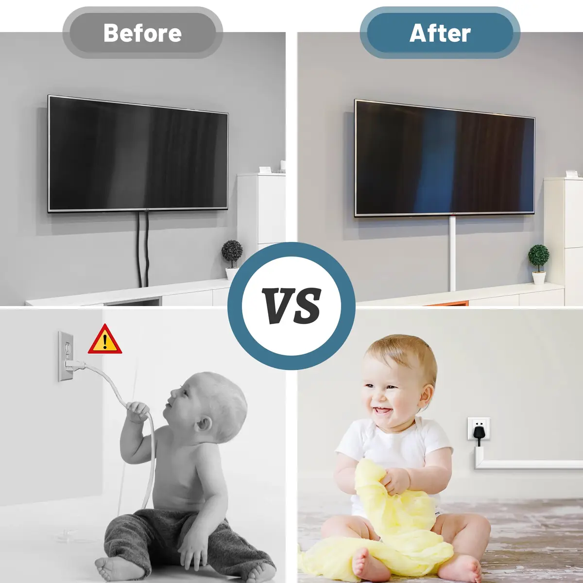 ZhiYo 73" Cord Covers for Wires on Wall, White Cord Hider, 0.95" W x 0.47" | Paintable Cable Raceway for Wall Mounted TV - view 6