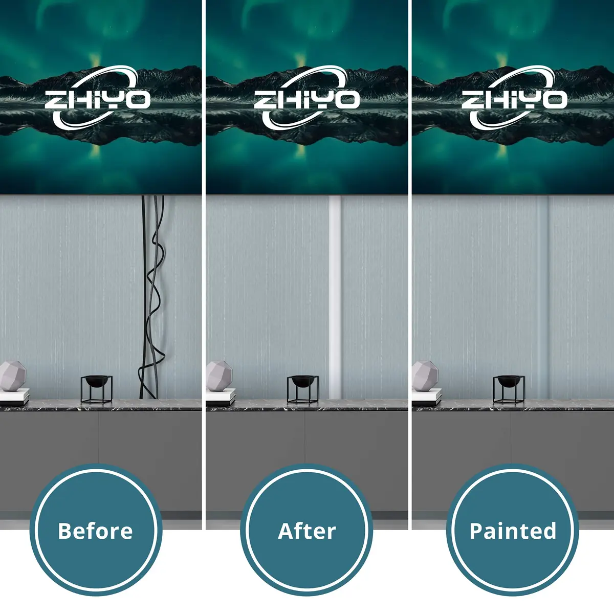 ZhiYo 73" Cord Covers for Wires on Wall, White Cord Hider, 0.95" W x 0.47" | Paintable Cable Raceway for Wall Mounted TV - view 3