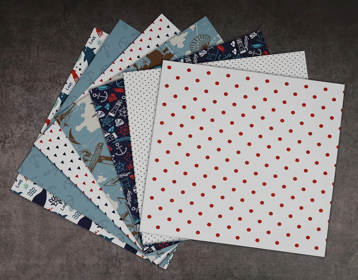 Inkdotpot Nautical Texture Scrapbook Paper Pad 12x12 Inch (30.48x30.48 cm) | 25 Sheets Acid-Free Decorative Cardstock for Crafts - view 5
