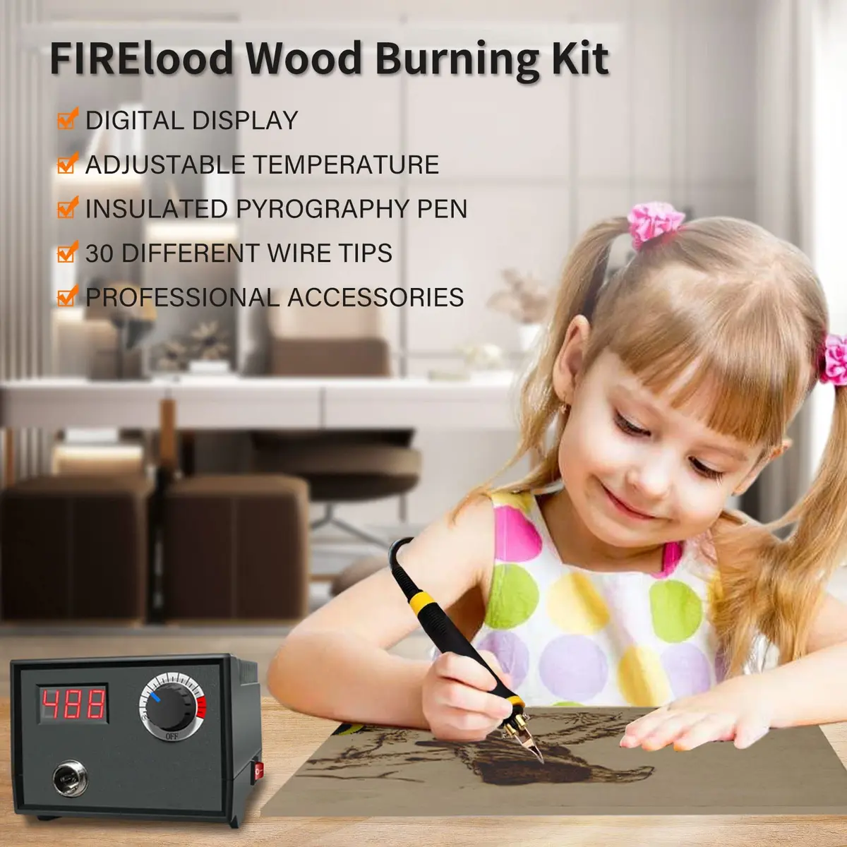 FIRElood Wood Burning Tool Kit 25~750°C | Professional Pyrography Pen with Digital Thermometer - view 5