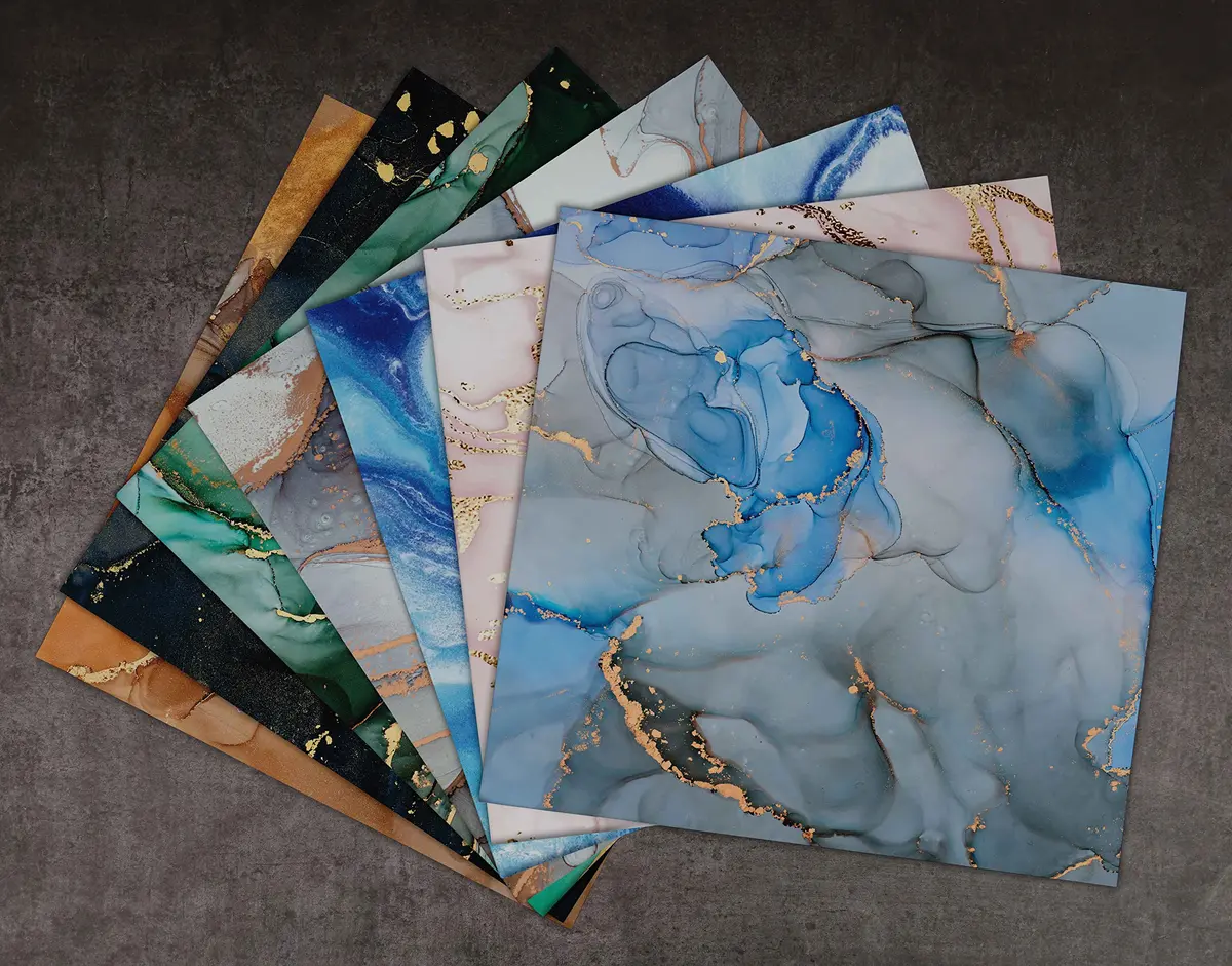 Inkdotpot 25 Sheets Marbling Theme Texture Scrapbook Paper Pad 12x12 | Colorful DIY Decorative Cardmaking Supplies - view 5