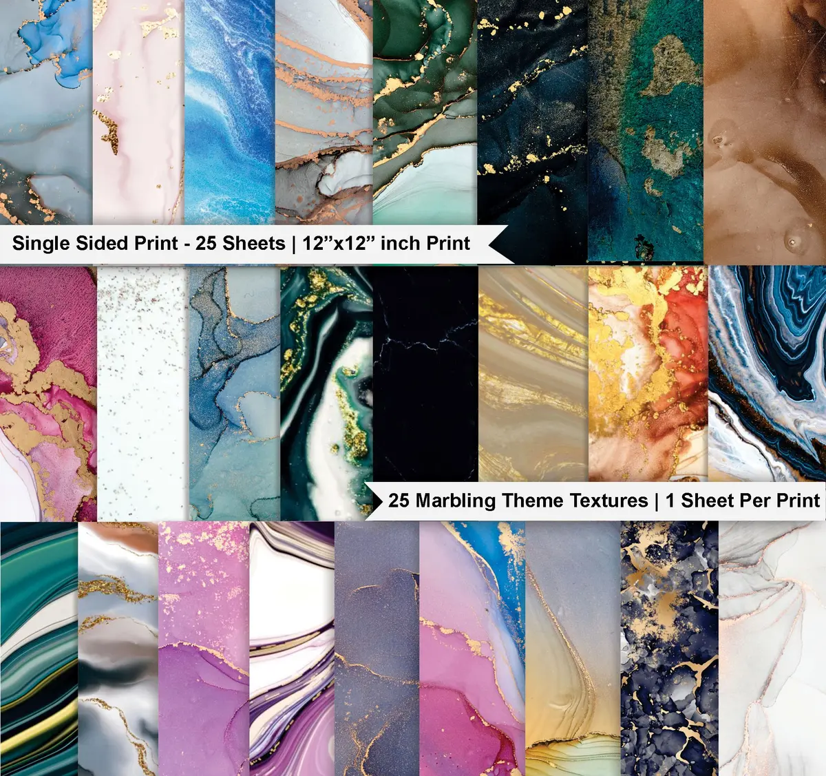 Inkdotpot 25 Sheets Marbling Theme Texture Scrapbook Paper Pad 12x12 | Colorful DIY Decorative Cardmaking Supplies - view 2