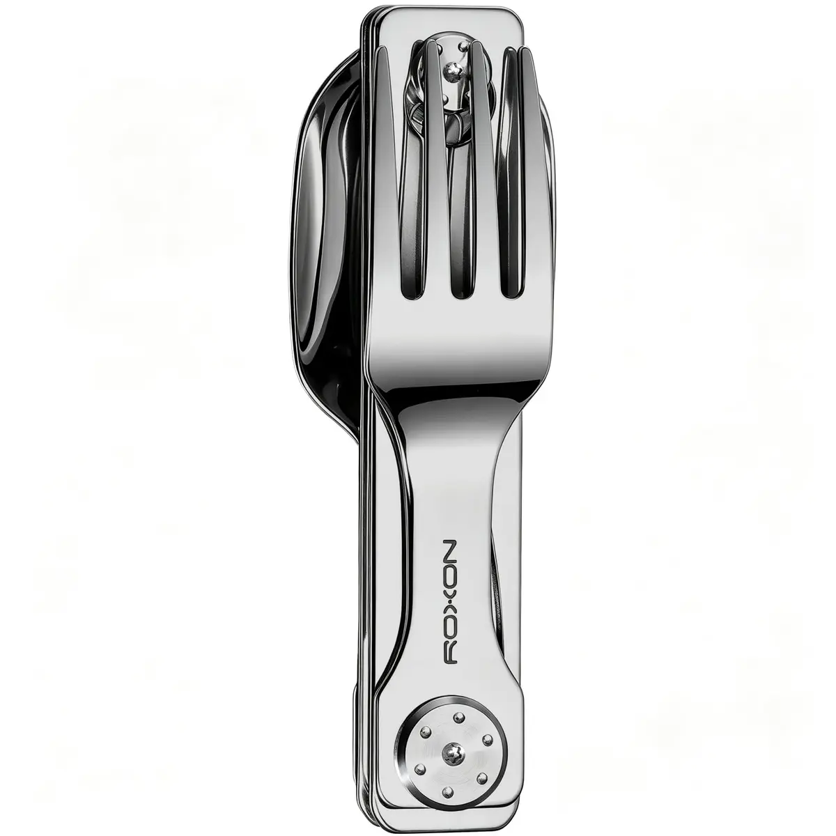 Roxon 3-in-1 Camping Utensils Set with Case (Knife, Spoon, Fork) Silver | Compact Food-Grade Stainless Steel - view 5