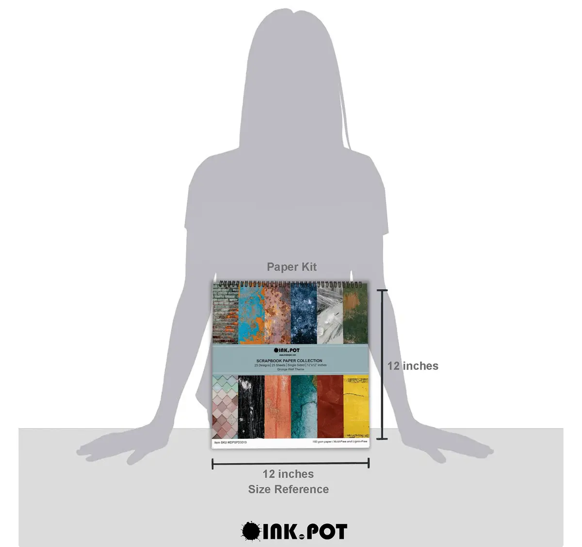 Inkdotpot Grunge Wall Theme Scrapbook Paper Pad 12x12 Inch (30.48x30.48 cm) | 25 Sheets Single-Sided Acid-Free Cardstock - view 4