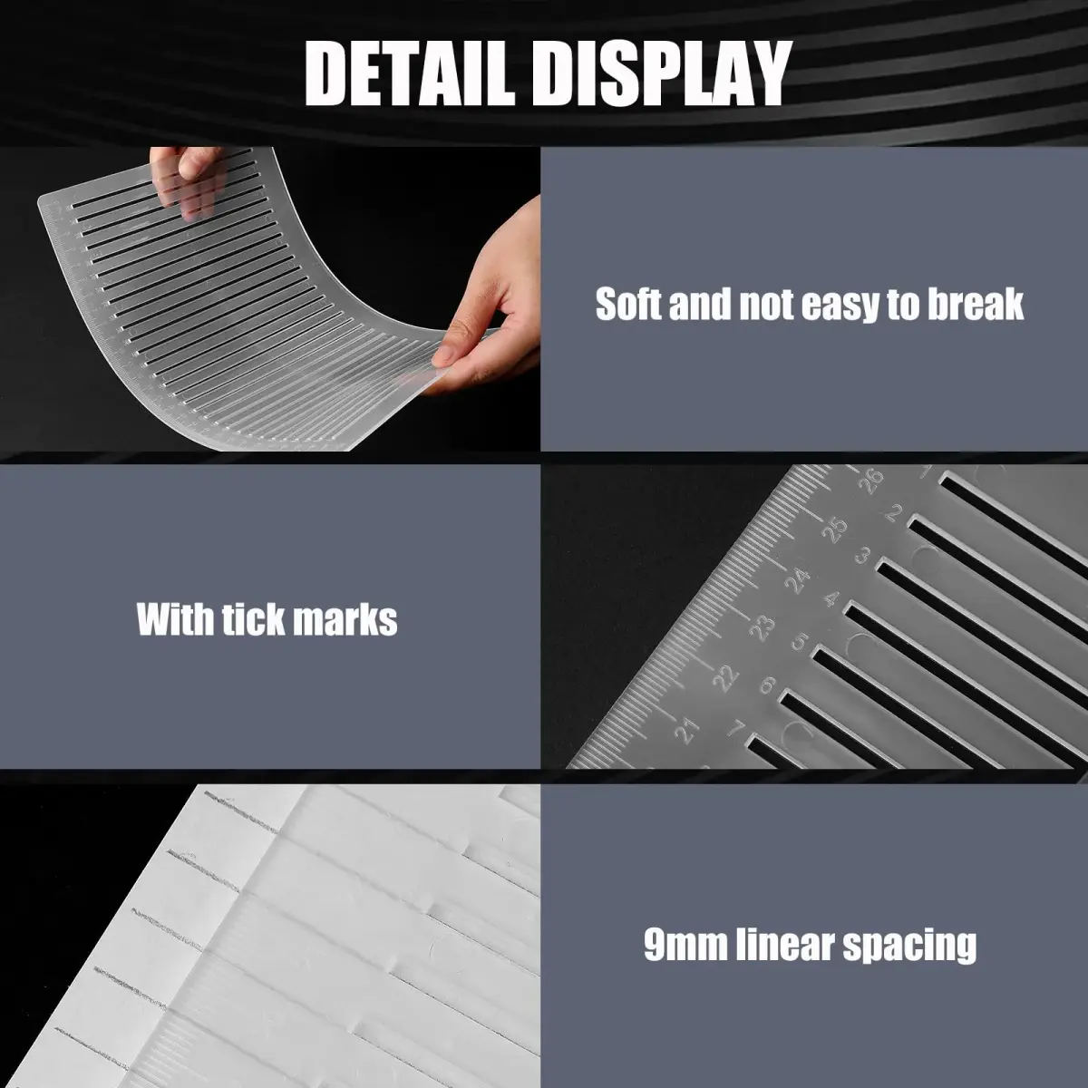 Fainne 2-Pack Plastic Straight Line Stencil Template 29cm (11.4 Inch) | Tidy Handwriting & Lettering Guide - view 3