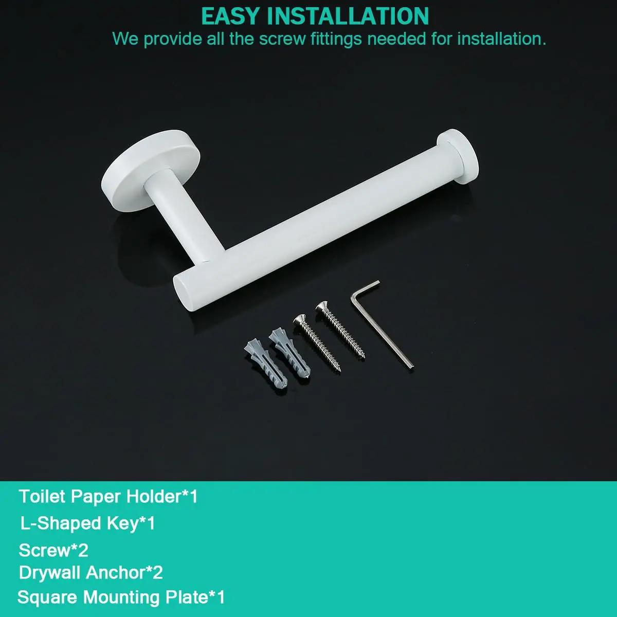 SEABEFORE White Toilet Paper Holder Wall-Mounted | Contemporary Stainless Steel Design - view 7
