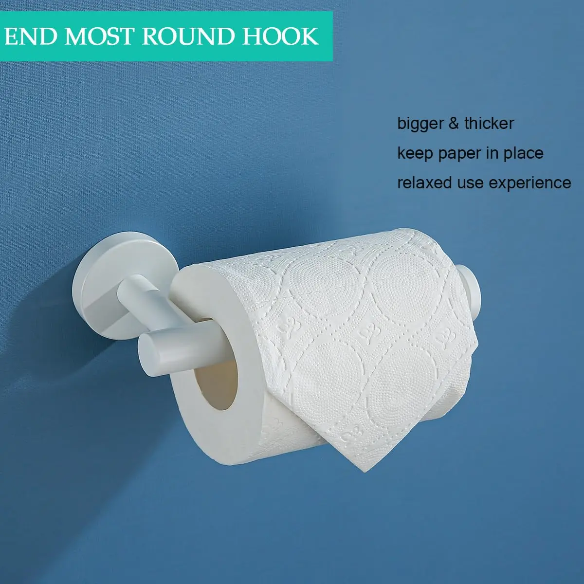 SEABEFORE White Toilet Paper Holder Wall-Mounted | Contemporary Stainless Steel Design - view 3