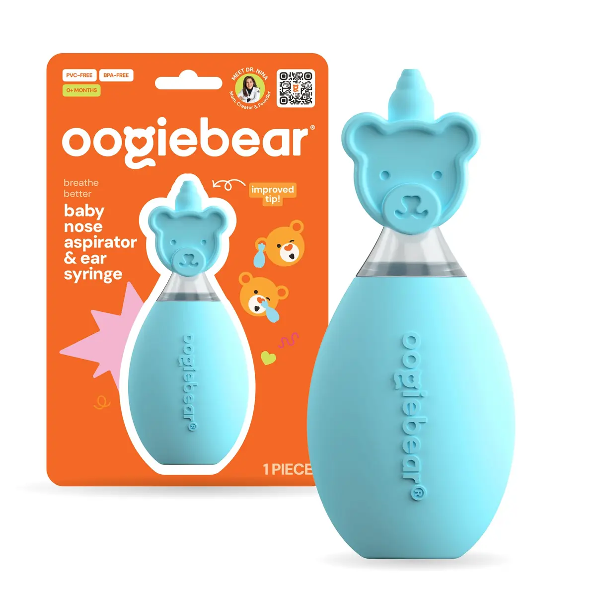 oogiebear Baby Nose Aspirator & Ear Syringe, Manual Strong-Suction, Blue | Gentle, Hygienic & Travel-Friendly - main product image
