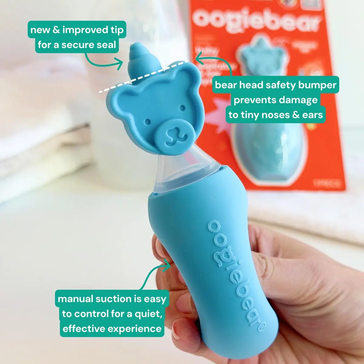 oogiebear Baby Nose Aspirator & Ear Syringe, Manual Strong-Suction, Blue | Gentle, Hygienic & Travel-Friendly - view 3