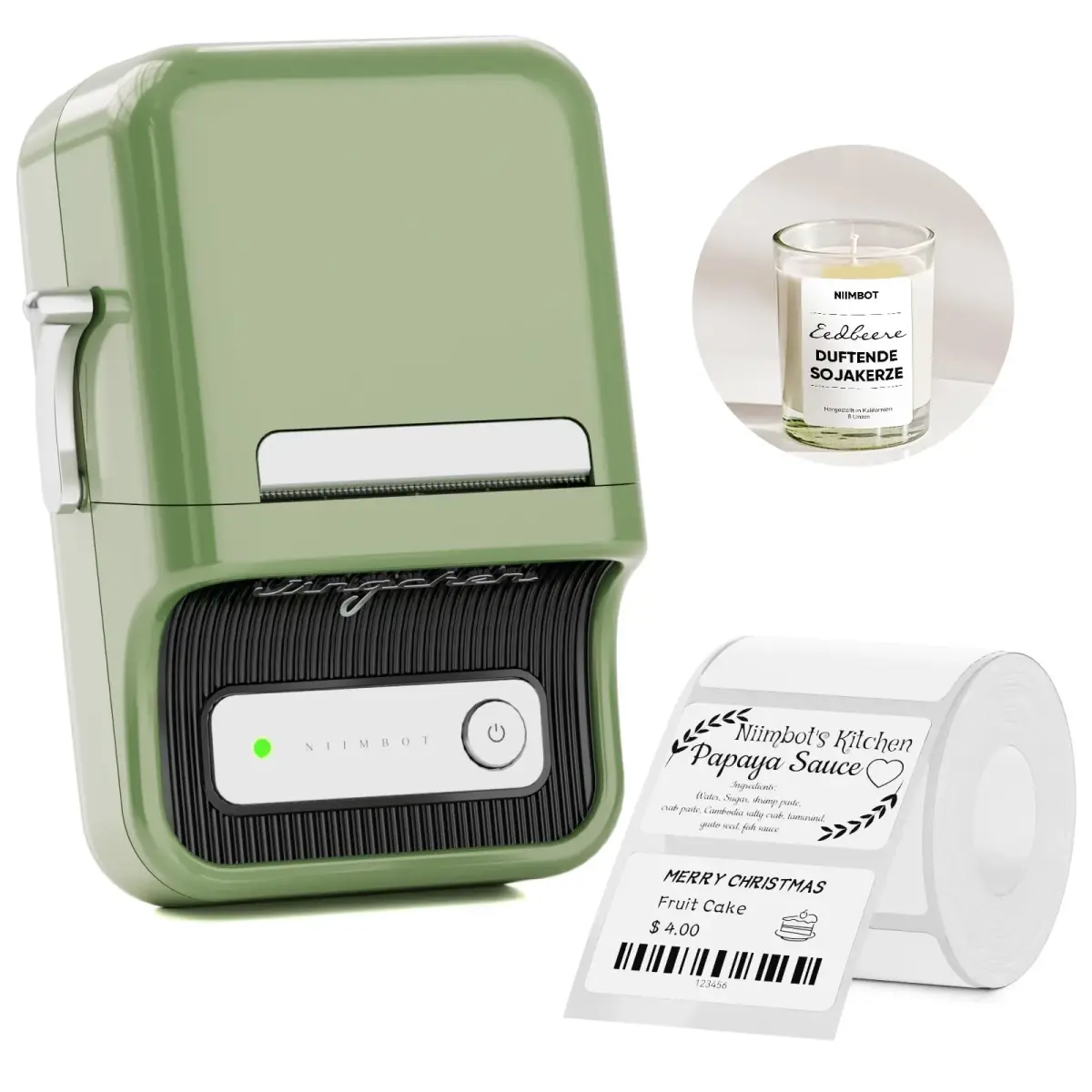 NIIMBOT B21 Thermal Label Maker Printer Green | Portable Bluetooth Connectivity - main product image