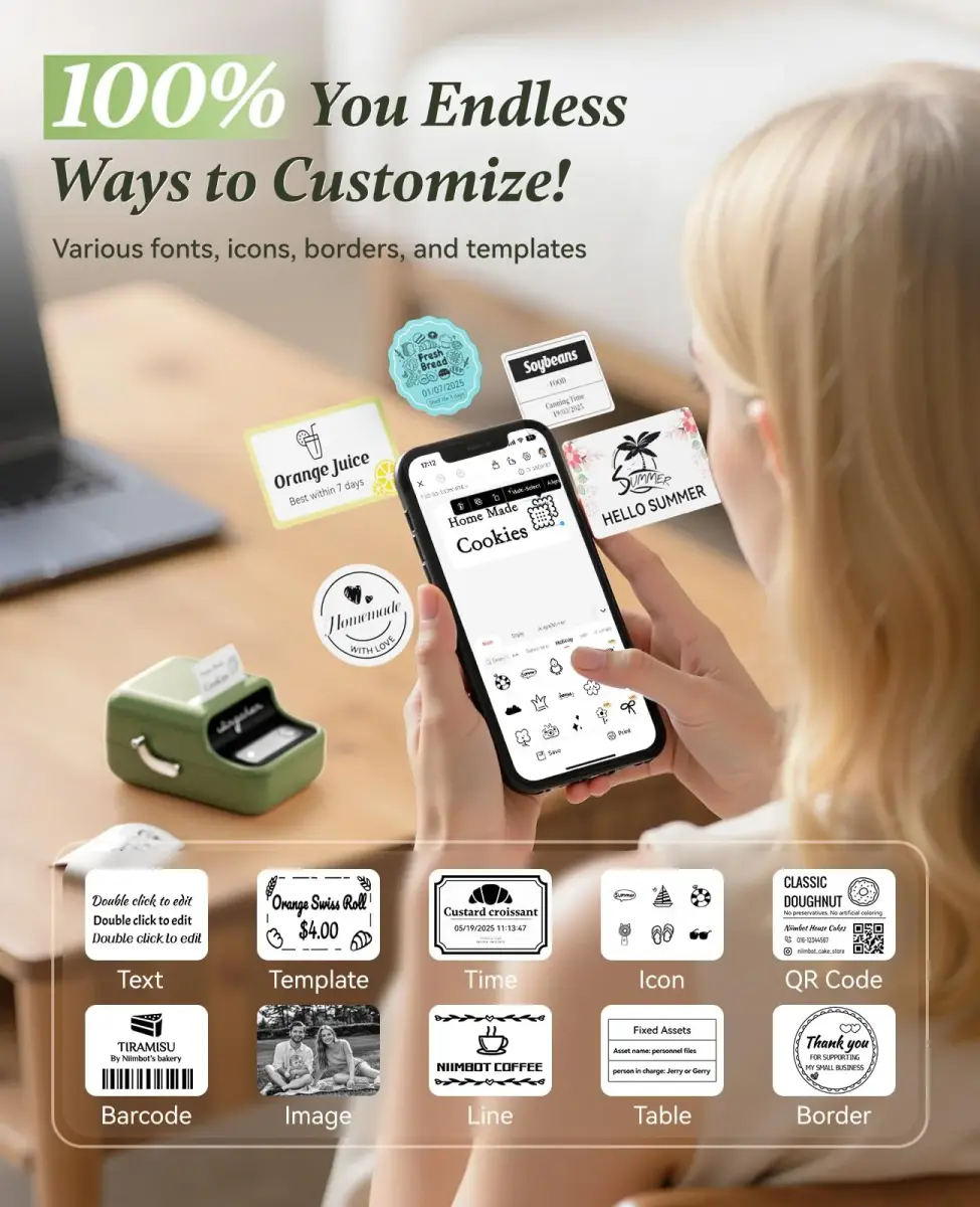 NIIMBOT B21 Thermal Label Maker Printer Green | Portable Bluetooth Connectivity - view 6