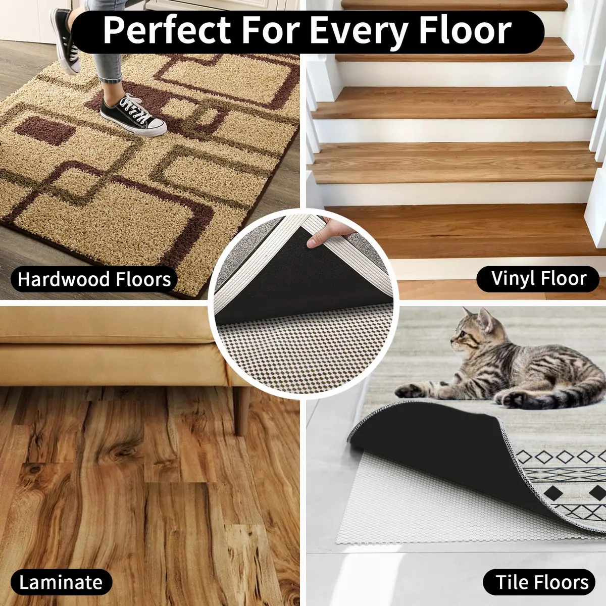 FestiCorp Non Slip Rug Pads 5x7 Ft | Heavy Duty Anti-Slip Rug Grip for Hardwood & Tiles - view 5