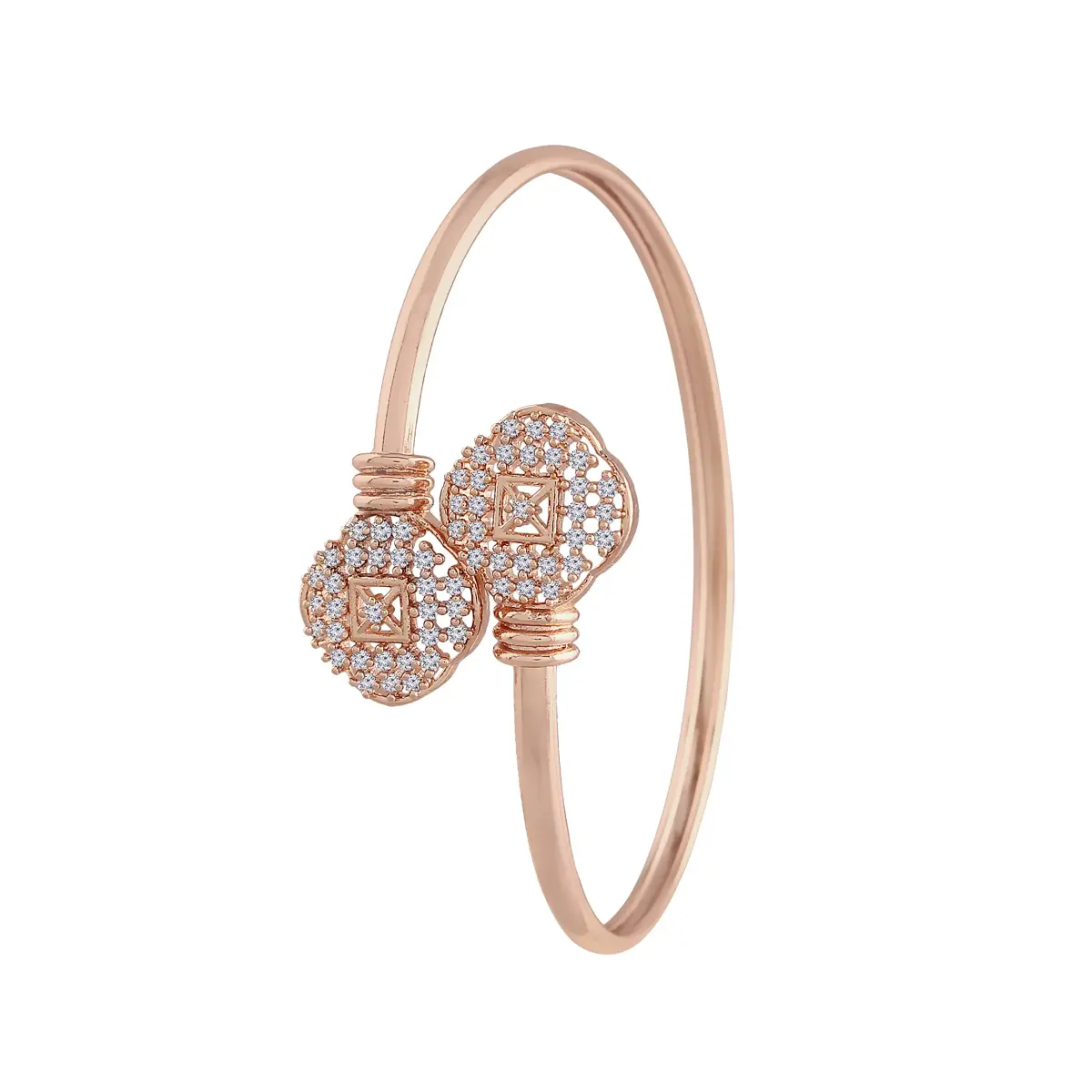 I Jewels Rose Gold Cubic Zirconia Tennis Charm Bracelet 16.5cm (6.5") | Adjustable Friendship Love Gift - main product image
