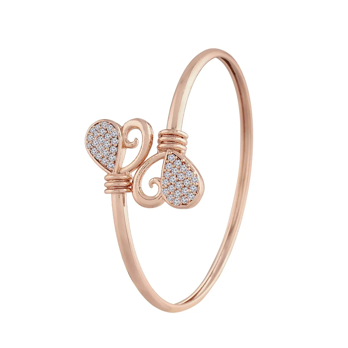 I Jewels Cubic Zirconia Classic Adjustable Tennis Charm Bracelet Rose Gold | 2.6 inches (6.6 cm) - view 4