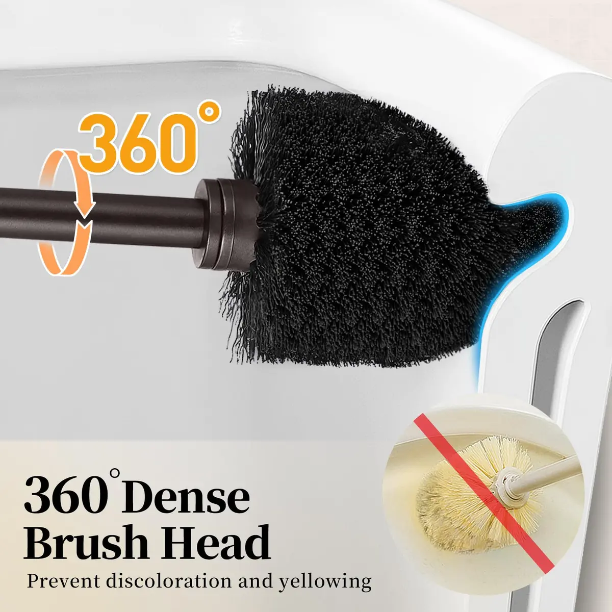 HAMITOR Toilet Bowl Brush Holder Set with Lid & Long Handle | Bronze Bathroom Deep Cleaning Scrubber - view 3