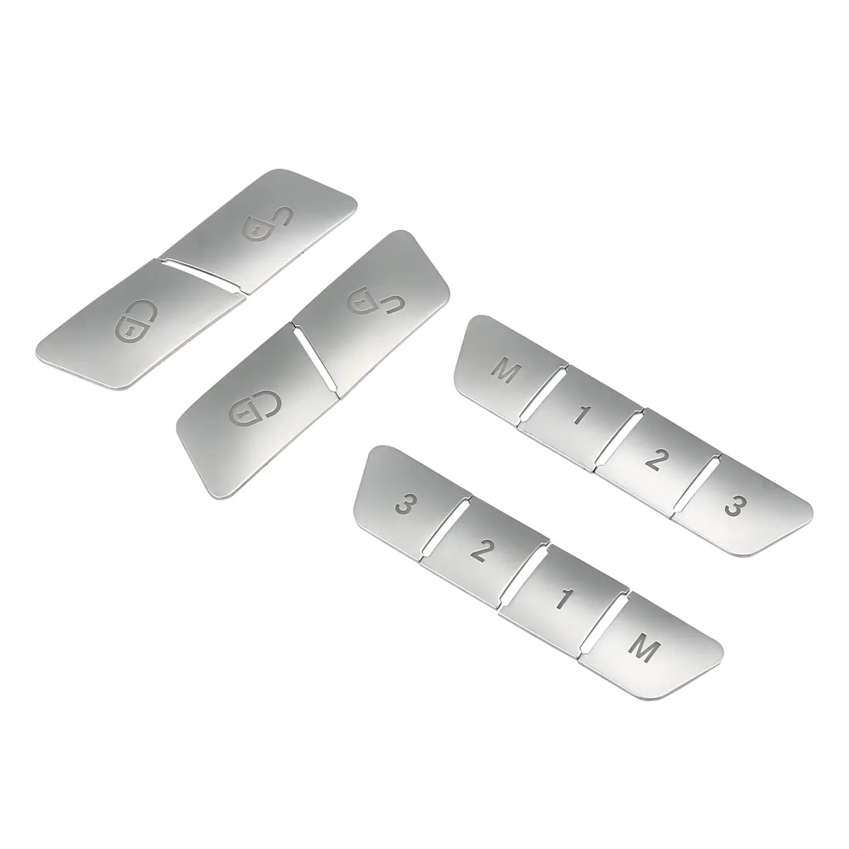 A ABSOPRO Silver Tone Door Lock Unlock Button Sticker Trim Cover Set for Benz A Class 13-17 (12 Pcs) - main product image