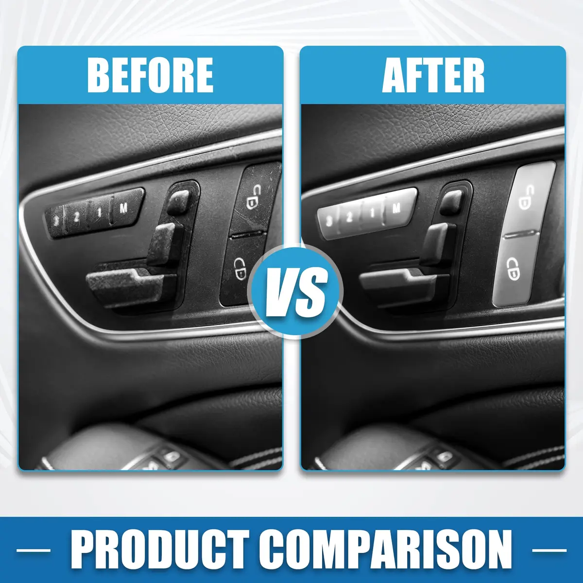 A ABSOPRO Silver Tone Door Lock Unlock Button Sticker Trim Cover Set for Benz A Class 13-17 (12 Pcs) - view 3