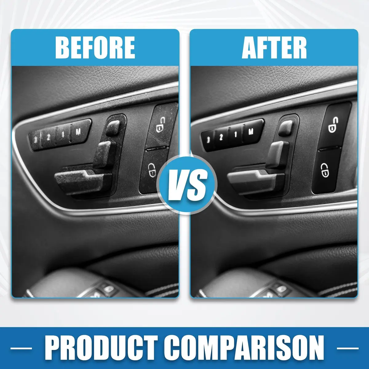 A ABSOPRO Black Door Lock Unlock Button Sticker Trim Cover Set for Mercedes-Benz A Class 2013-2017 (12 Pcs) - view 3
