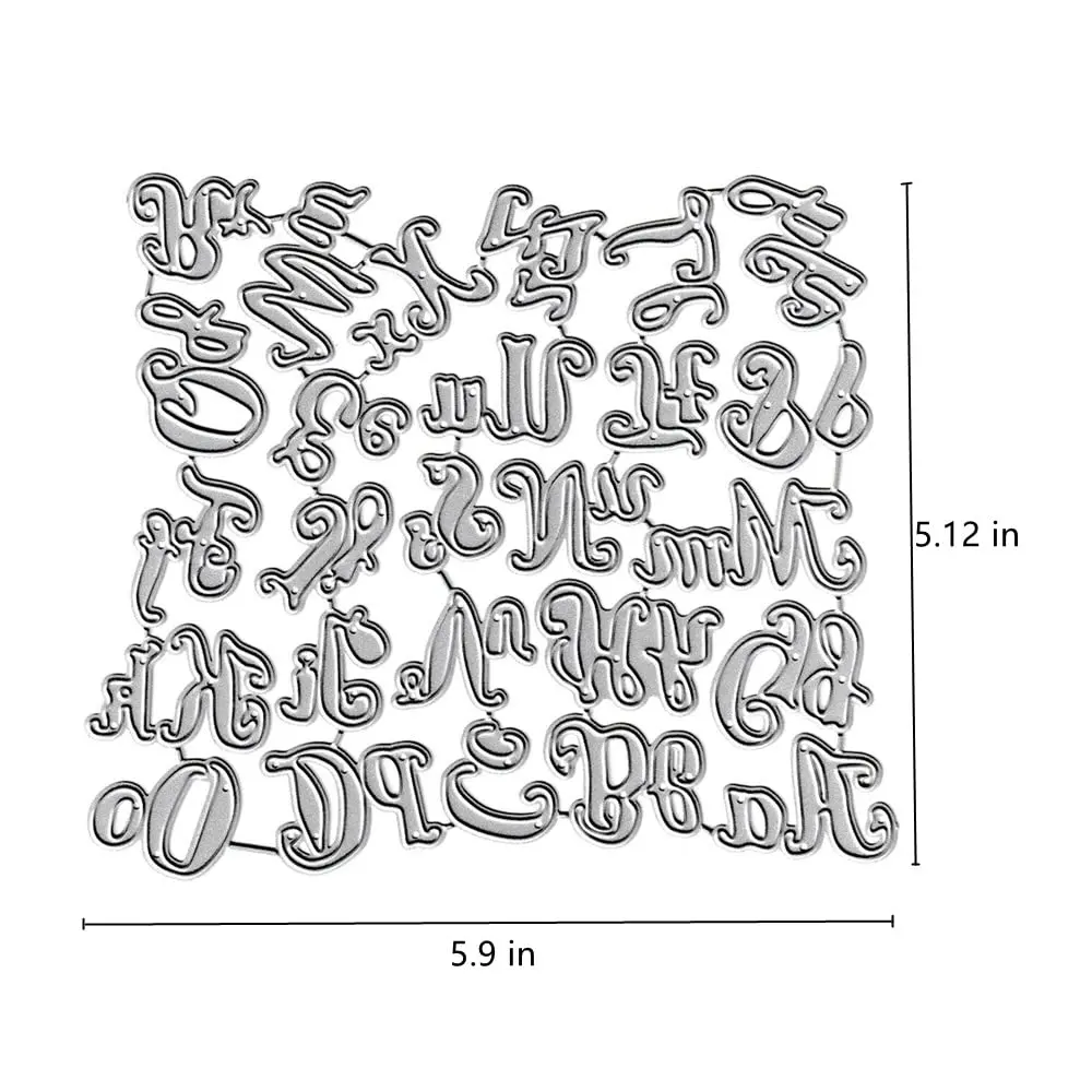 AHTOLS Capital & Lowercase Alphabet Die Cuts (52-Piece Set) | Metal Embossing Stencils for Card Scrapbooking - view 2
