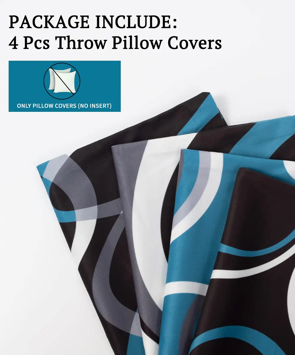 Asrnten Abstract Geometric Throw Pillow Covers Set of 4, 20x20 inches (50x50 cm) | Modern Black & Blue Decor for Sofa - view 5