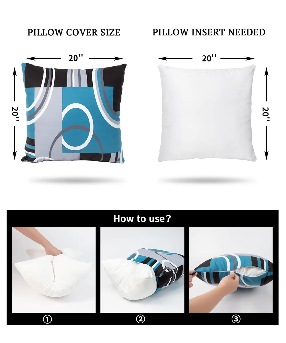 Asrnten Abstract Geometric Throw Pillow Covers Set of 4, 20x20 inches (50x50 cm) | Modern Black & Blue Decor for Sofa - view 4