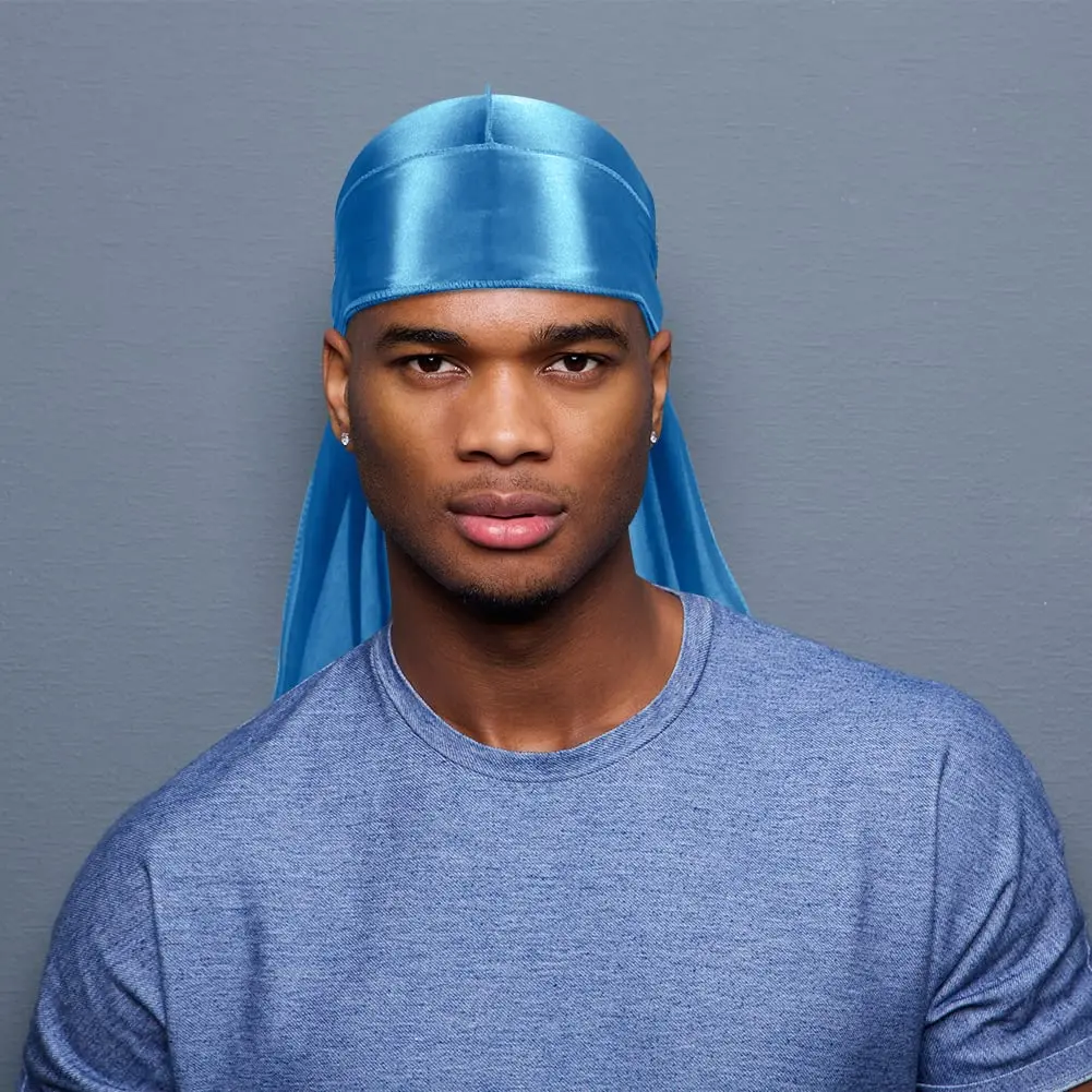 ASKNOTO Silky Durag Headwrap with Long Tail & Wide Straps - 6 Colors (Pack of 6) - view 6