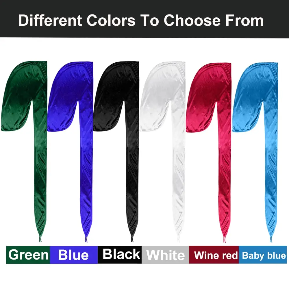 ASKNOTO Silky Durag Headwrap with Long Tail & Wide Straps - 6 Colors (Pack of 6) - view 3