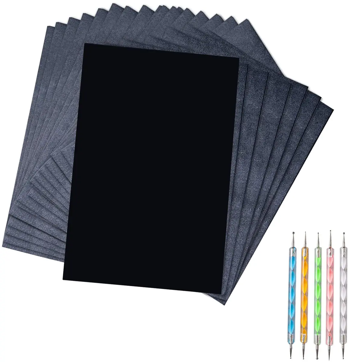 Ueerdand Carbon Transfer Paper - Black Graphite | 50 Sheets, 8.3 x 11.8 Inch, Includes 5 Styluses for Wood, Paper & Canvas - main product image