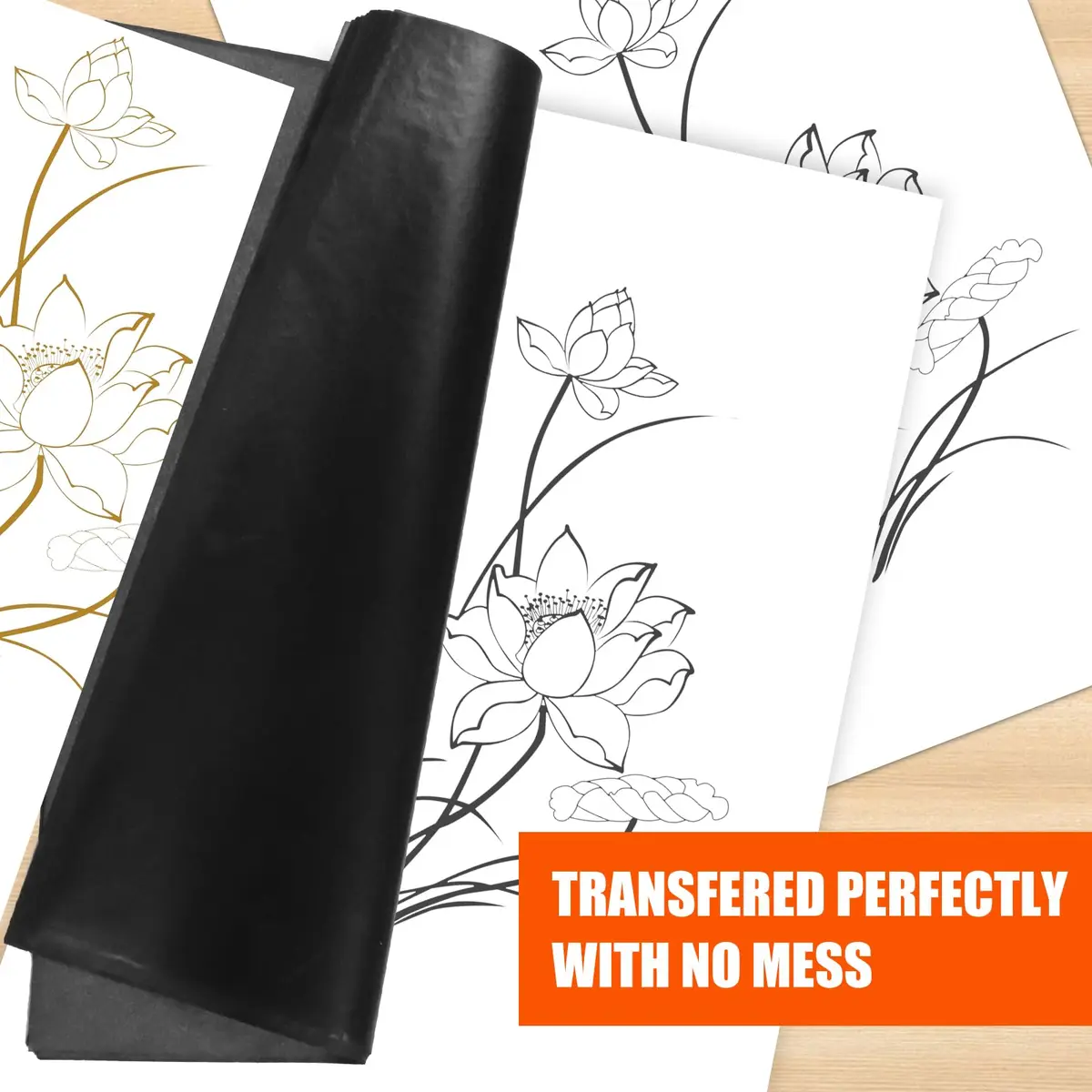 Ueerdand Carbon Transfer Paper - Black Graphite | 50 Sheets, 8.3 x 11.8 Inch, Includes 5 Styluses for Wood, Paper & Canvas - view 6