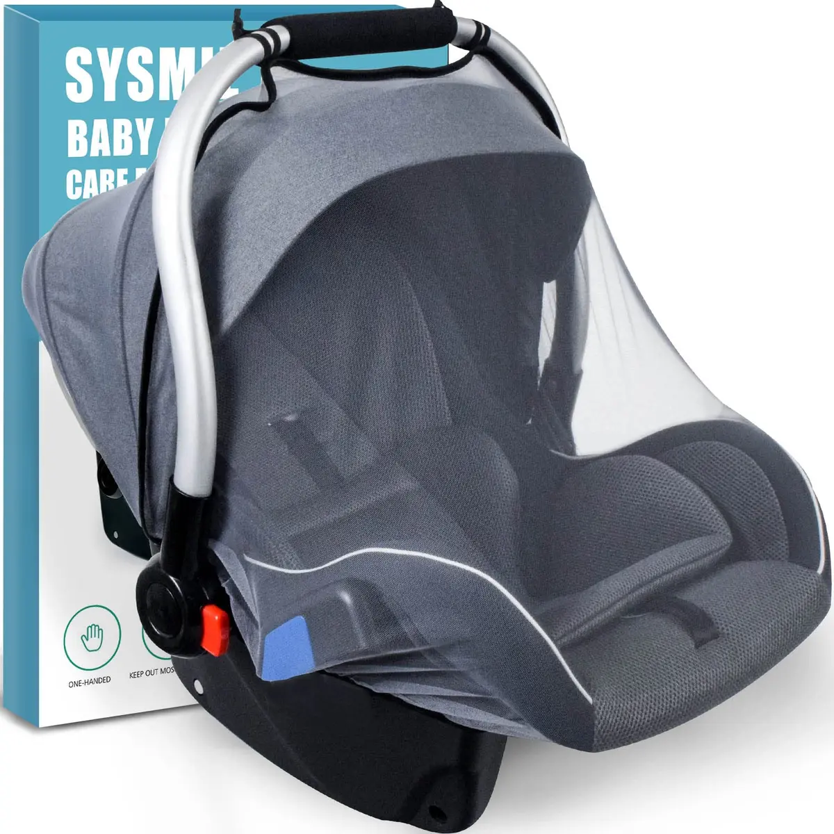 Sysmie Baby Mosquito Net for Infant Car Seat and Doona Stroller, Gray 28x28 Inch | Breathable Mesh for Travel - main product image