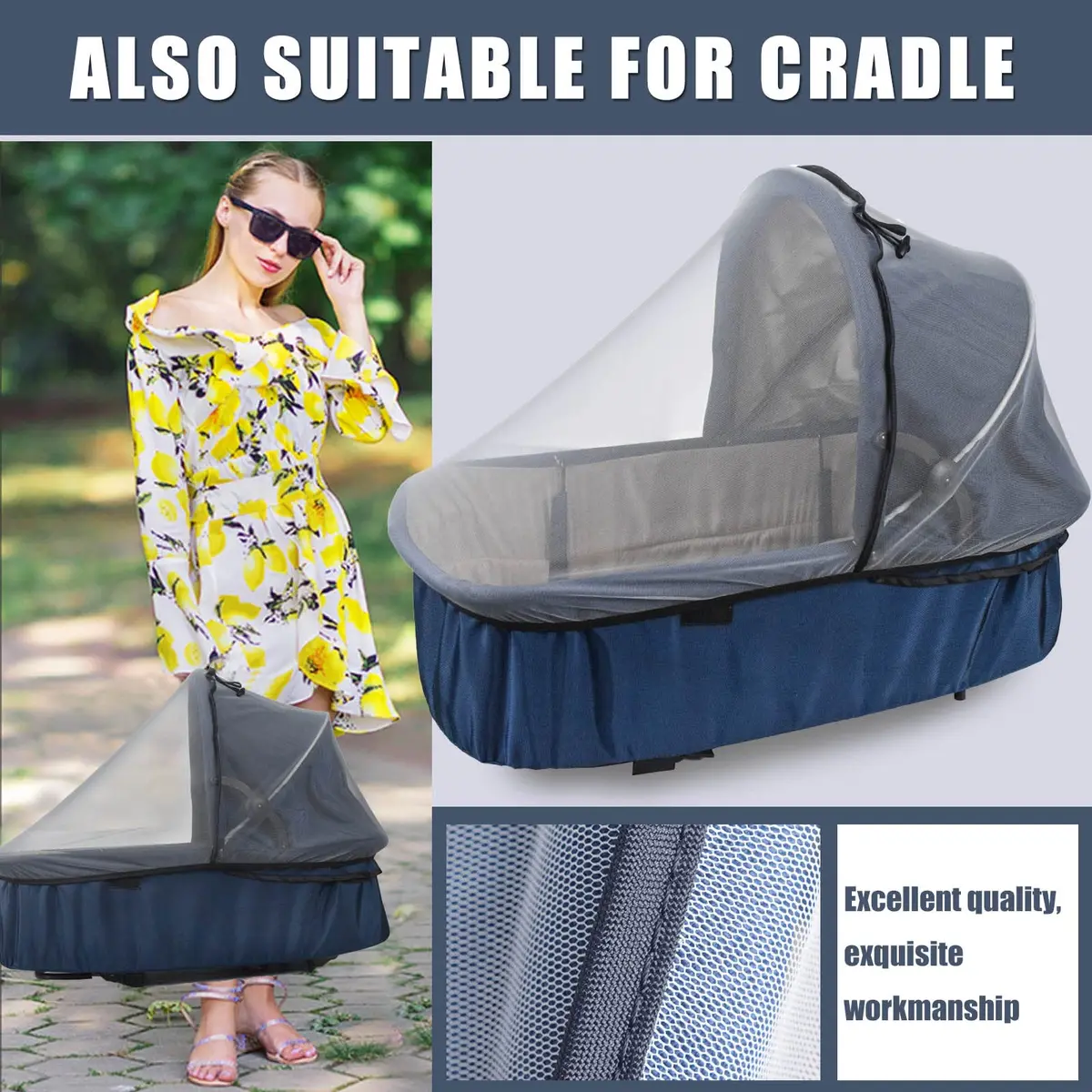 Sysmie Baby Mosquito Net for Infant Car Seat and Doona Stroller, Gray 28x28 Inch | Breathable Mesh for Travel - view 6
