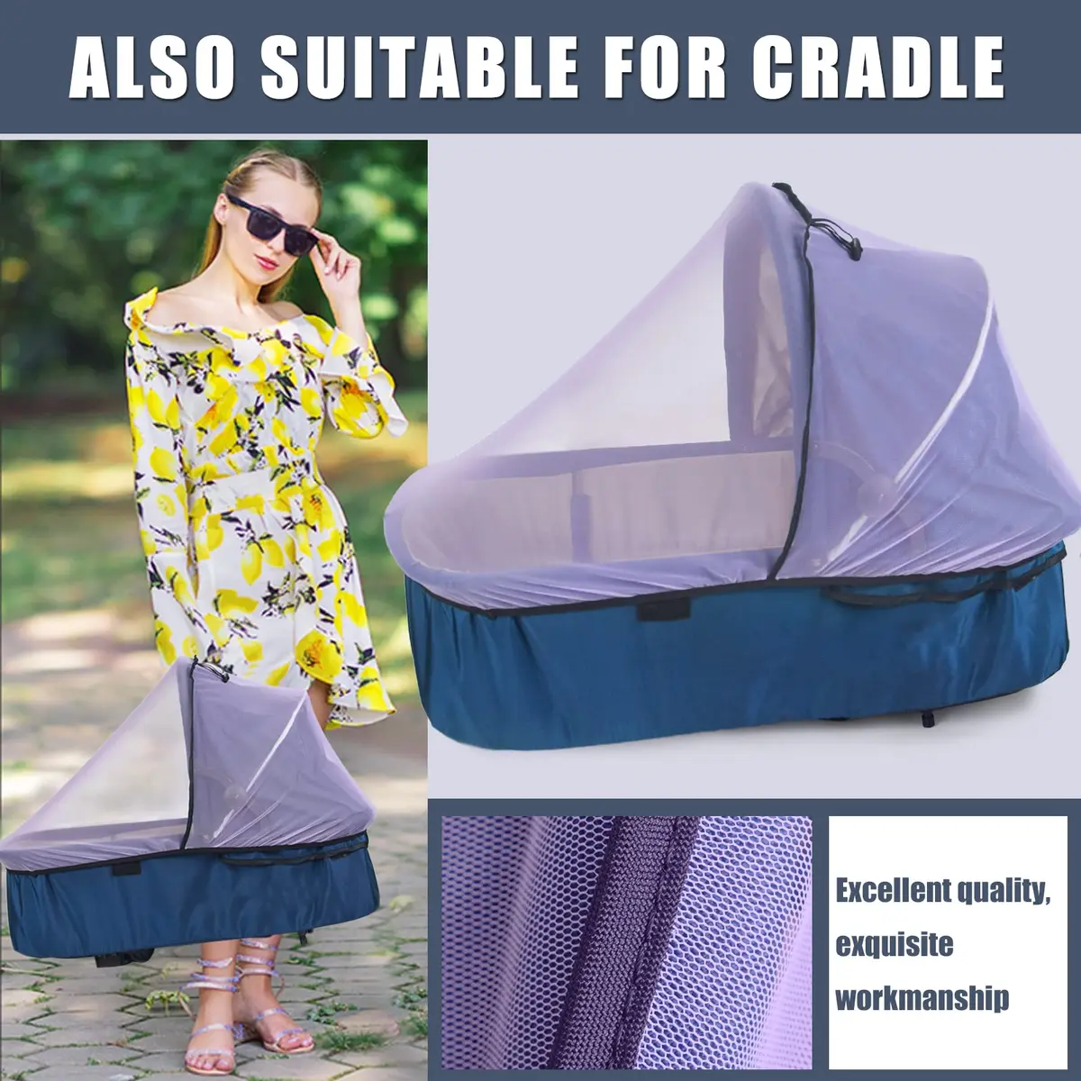 Sysmie Baby Mosquito Net for Infant Car Seat and Stroller, Purple | Breathable Polyester Mesh for Travel - view 6