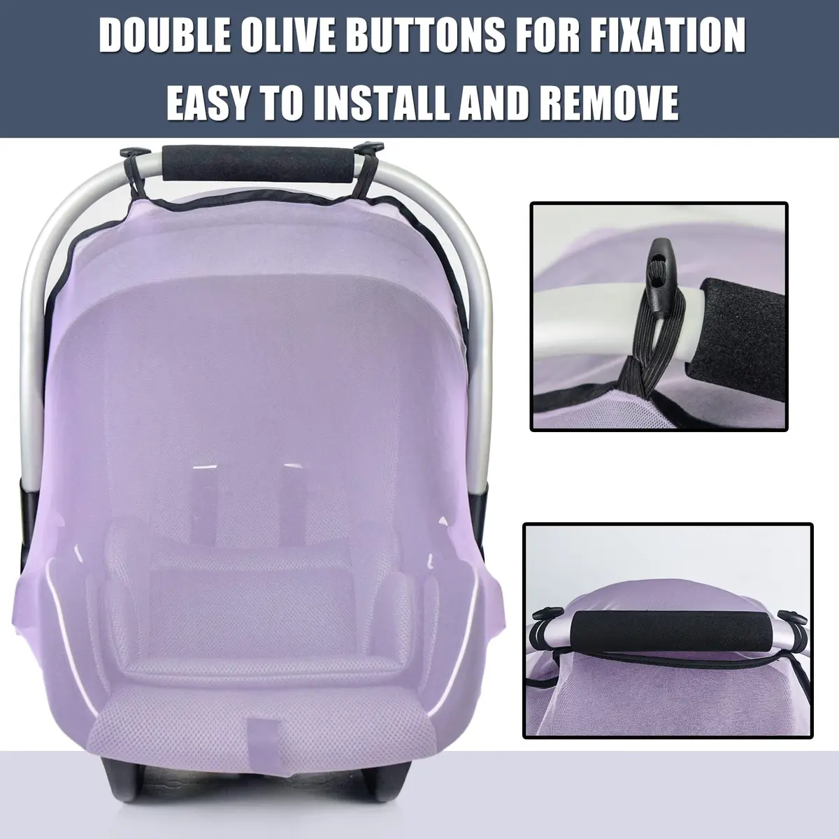 Sysmie Baby Mosquito Net for Infant Car Seat and Stroller, Purple | Breathable Polyester Mesh for Travel - view 2
