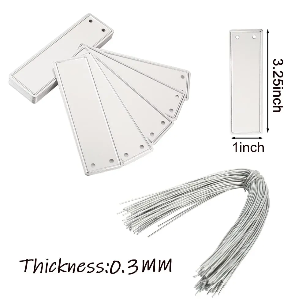 TINSKY Aluminum Plant Labels - 200PCS Metal Tags with Wires for Plant Markers, Tree Tags, Outdoor Identification and Greenhouse - view 5