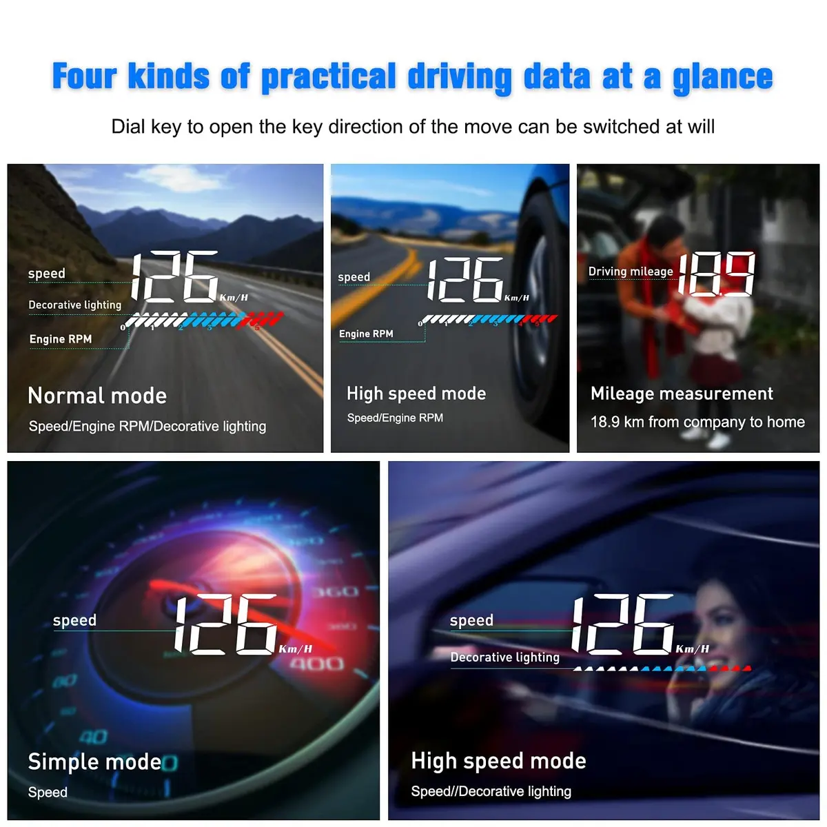 wiiyii Heads up Display for Cars Speedometer 3.5 Inches | Multi-Function GPS & OBD2 Interface - view 5