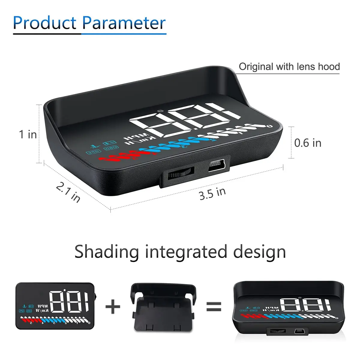 wiiyii Heads up Display for Cars Speedometer 3.5 Inches | Multi-Function GPS & OBD2 Interface - view 7