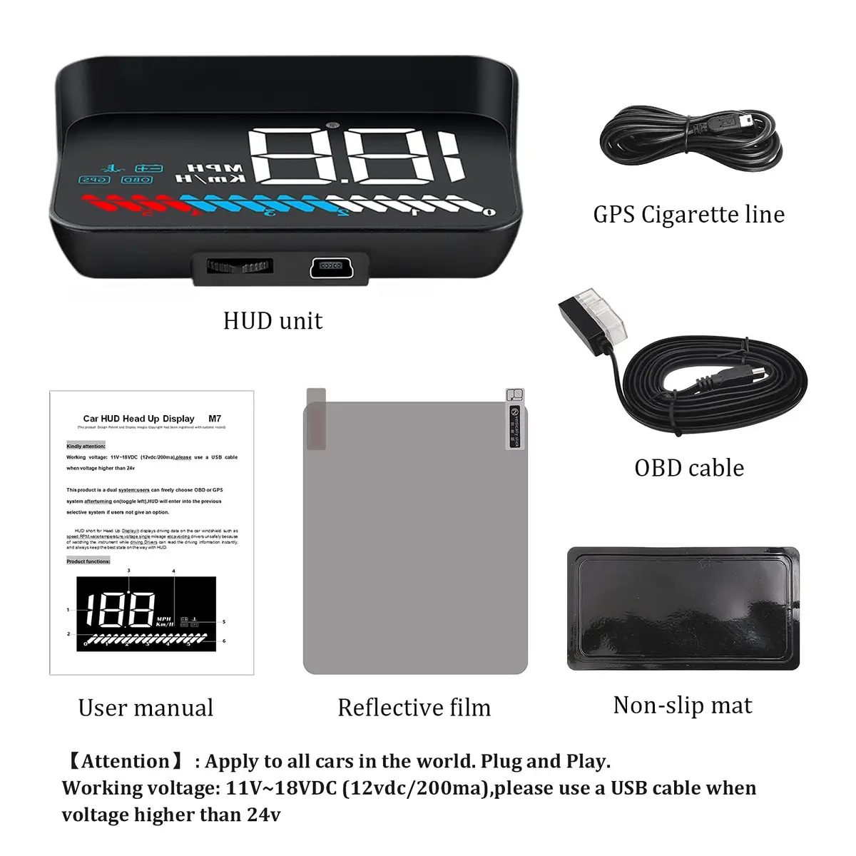 wiiyii Heads up Display for Cars Speedometer 3.5 Inches | Multi-Function GPS & OBD2 Interface - view 9