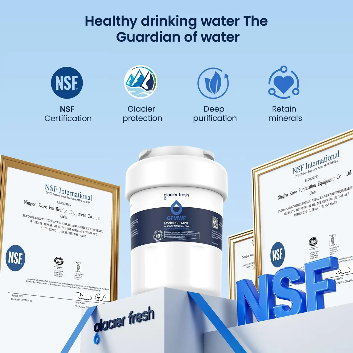 GLACIER FRESH MWF Refrigerator Water Filter 4-Pack | NSF Certified for Purer Water - view 5