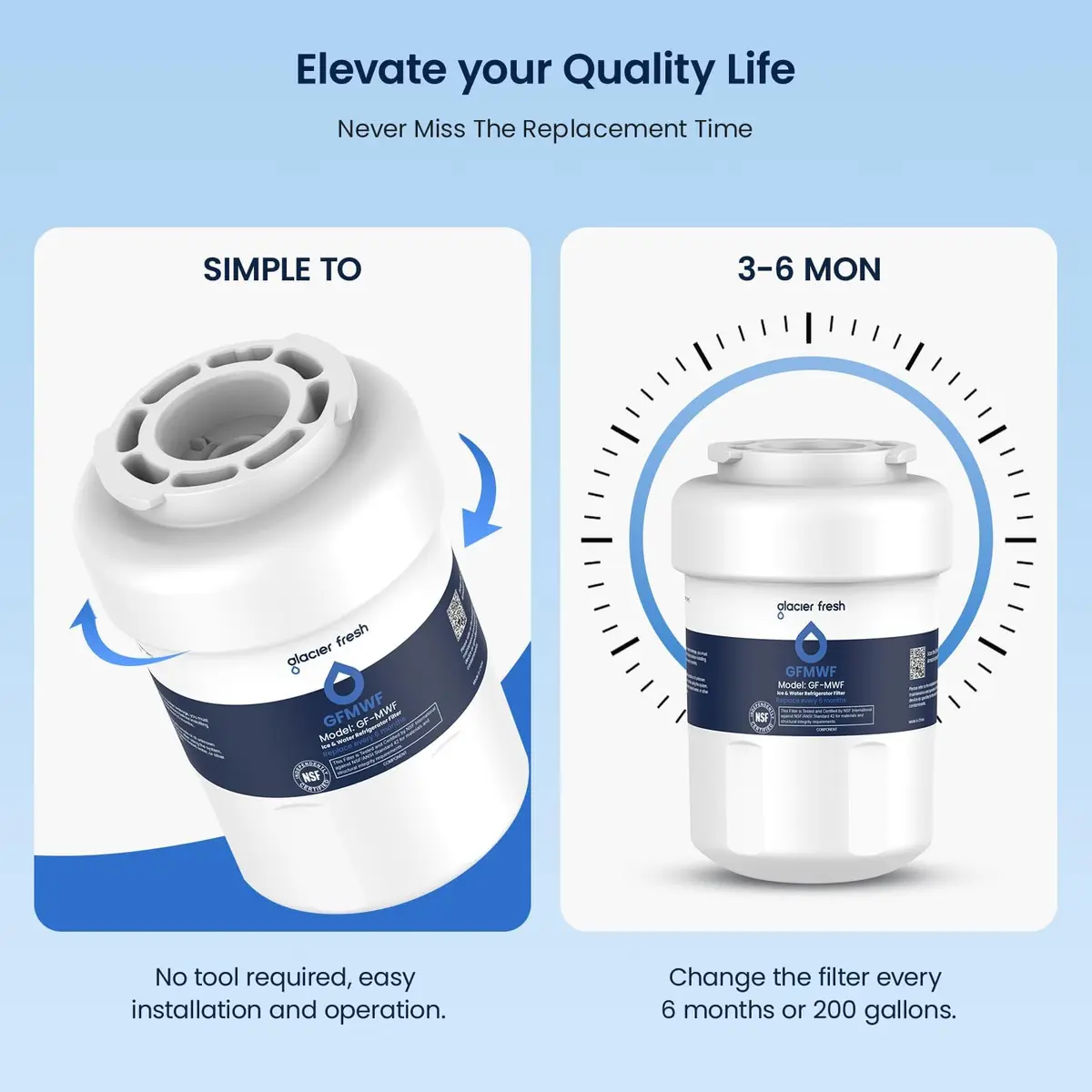 GLACIER FRESH MWF Refrigerator Water Filter 4-Pack | NSF Certified for Purer Water - view 7