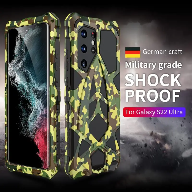 Lunivop Heavy Duty Metal Camouflage Case for Samsung Galaxy S22 Ultra (6.8 inch) | SGS-Tested Drop Protection - view 11
