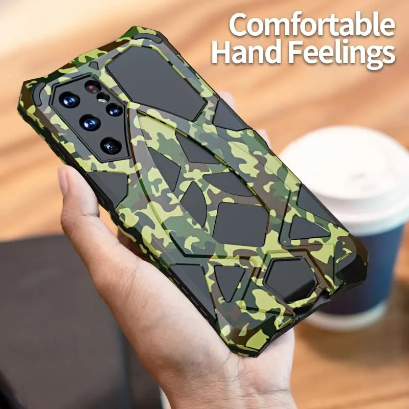 Lunivop Heavy Duty Metal Camouflage Case for Samsung Galaxy S22 Ultra (6.8 inch) | SGS-Tested Drop Protection - view 5