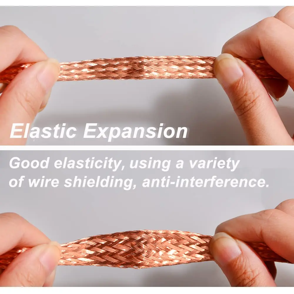 QuQuyi Copper Braided Ground Strap 3m (9.84ft) x 12mm (1/2") Flat Tinned Copper Wire | Flexible Bonding Connector for Grounding & Shielding - view 5