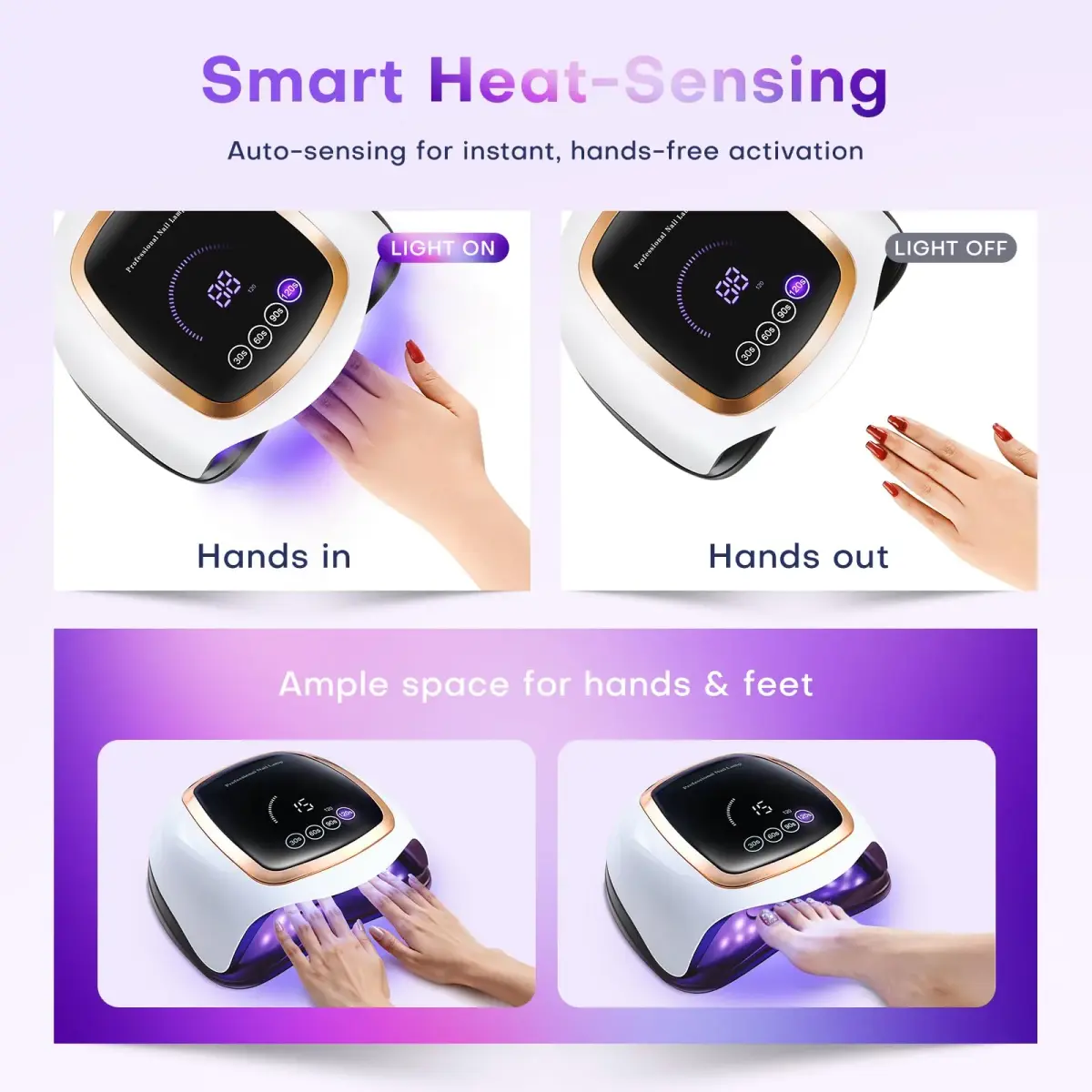 Gugusure 180W UV LED Nail Lamp Dryer for Gel Polish 8x9x4 Inch | Fast Curing with 42 Beads & Smart Sensor - view 7