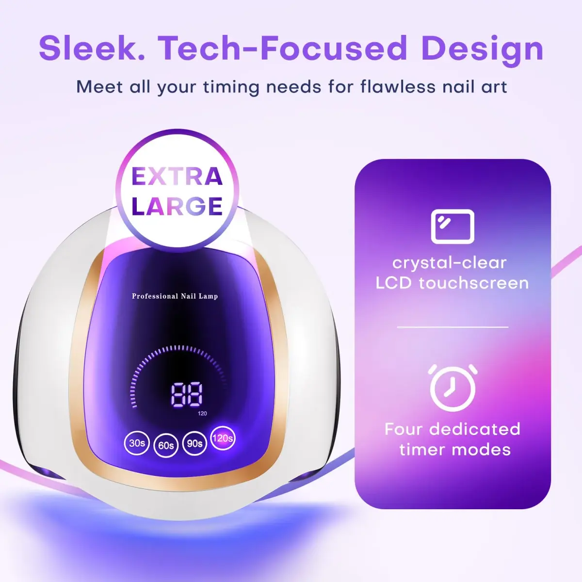 Gugusure 180W UV LED Nail Lamp Dryer for Gel Polish 8x9x4 Inch | Fast Curing with 42 Beads & Smart Sensor - view 2
