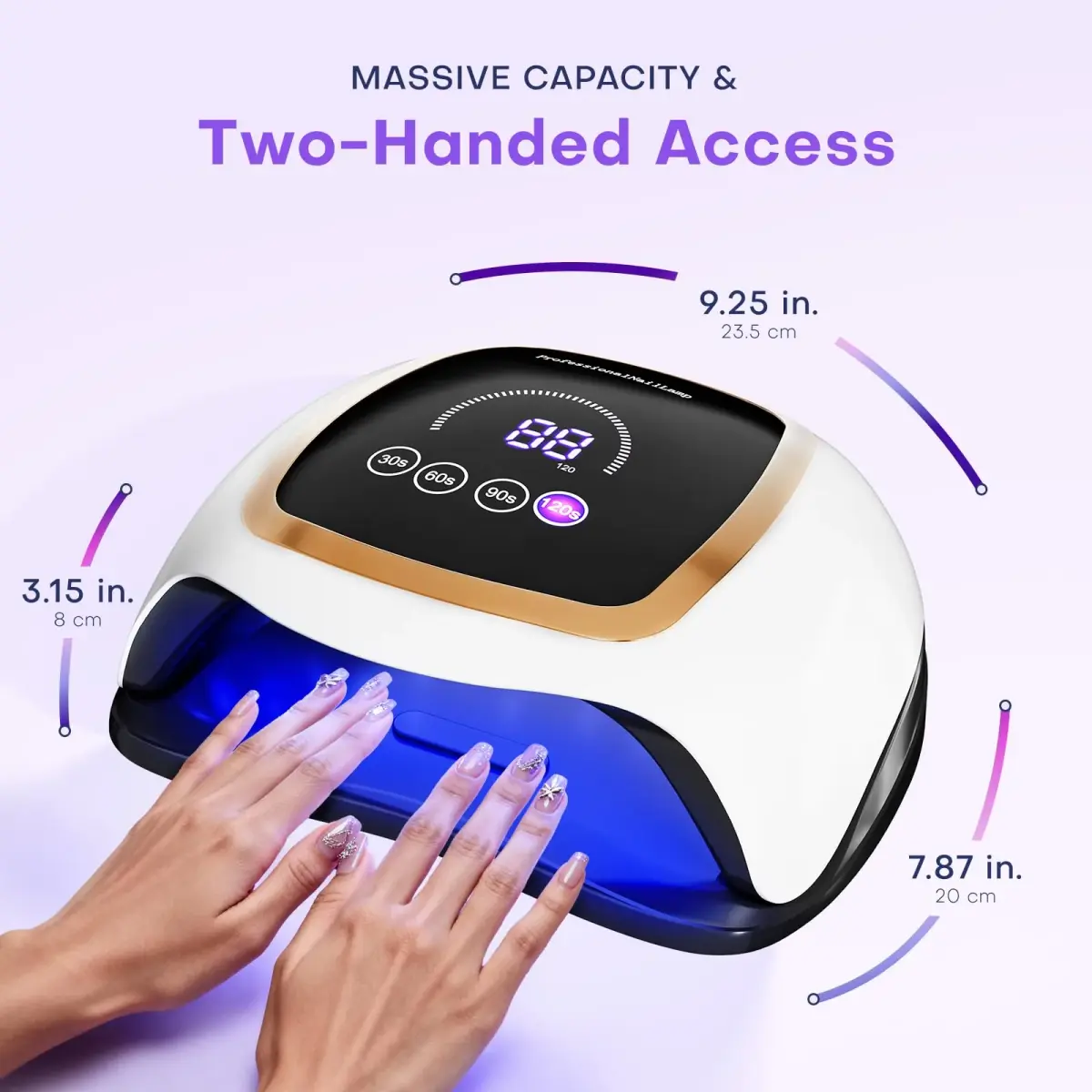 Gugusure 180W UV LED Nail Lamp Dryer for Gel Polish 8x9x4 Inch | Fast Curing with 42 Beads & Smart Sensor - view 3
