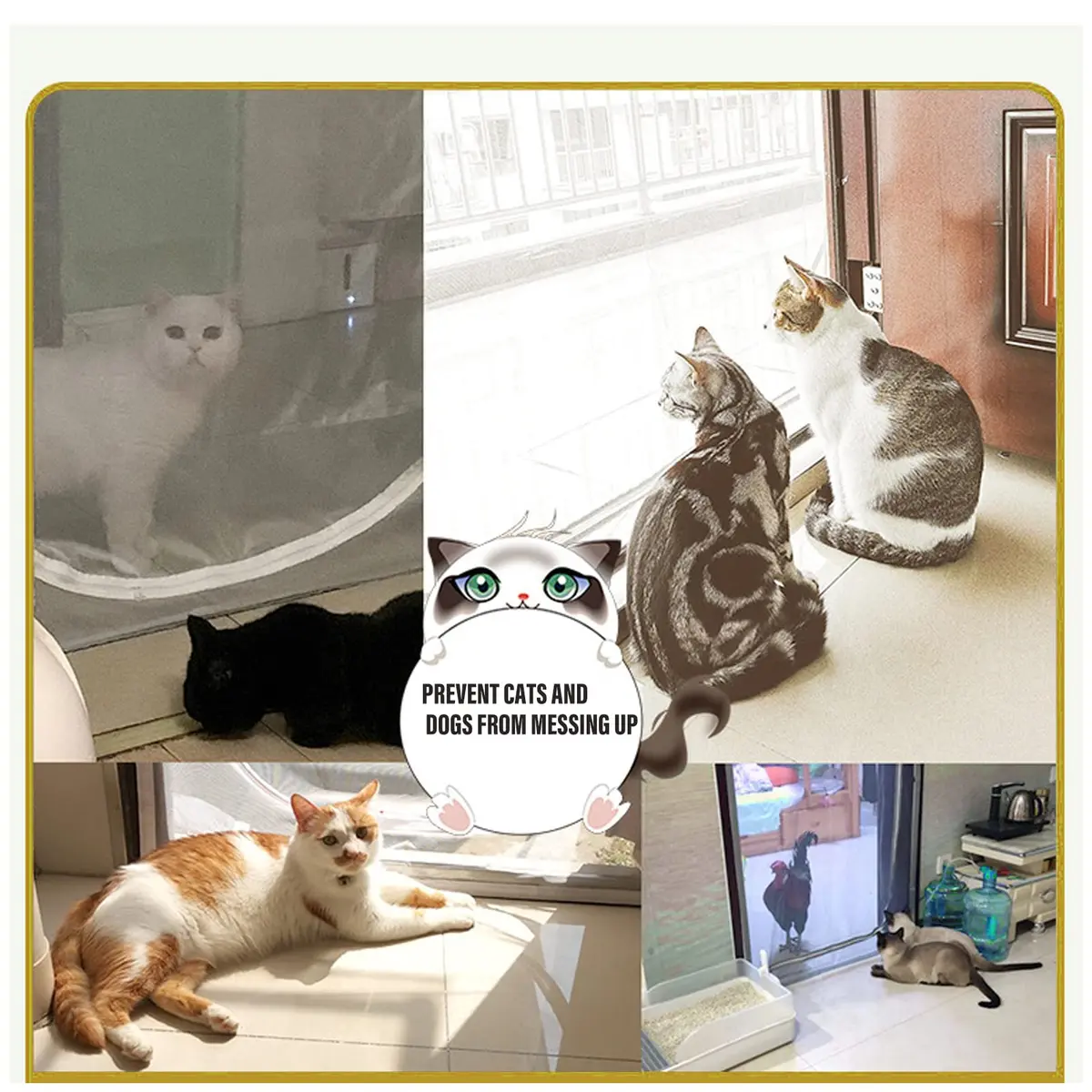 BOUTICOL Cat Resistant Mesh Screen Door 218 cm (86") | Nano-Mesh with Zipper for Balcony & Patio Doors - view 6