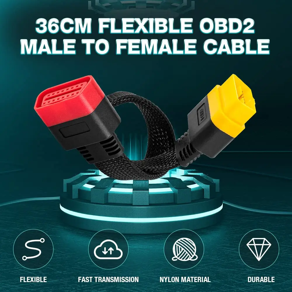 LAUNCH OBD2 Extension Cable 36cm (1.2FT) | Bendable 16-Pin Male to Female Cord - view 3